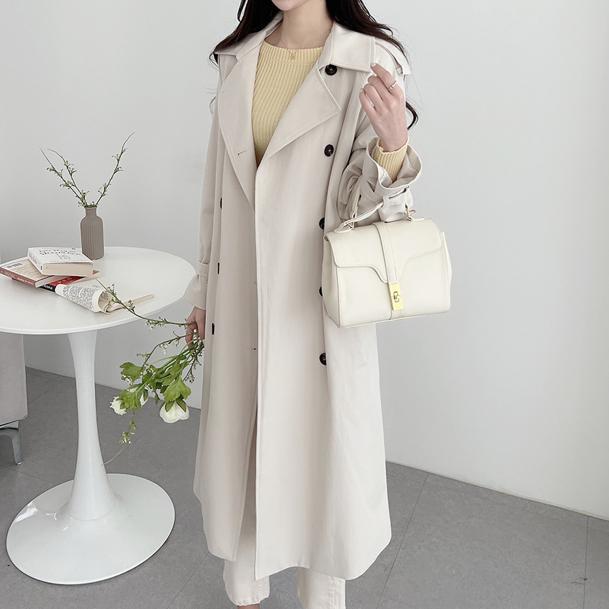 ベルト付ダブルトレンチコート | レディースファッション通販 - DHOLIC