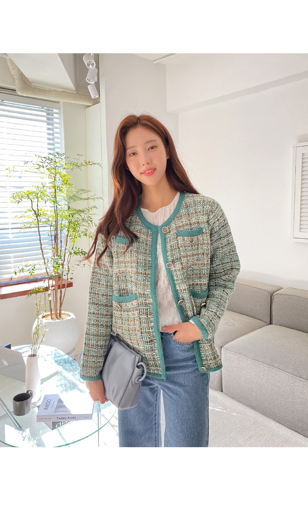 未使用タグ付き☆アルアバイルニッティングツイードカーディガンニット