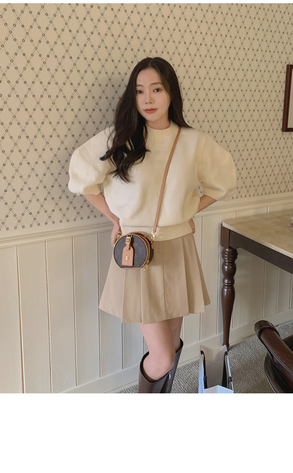 ☺︎☺︎☺︎ボックスプリーツスカートS ウール　ベージュ　タック入り ☺︎☺︎☺︎様専用ボックスプリーツスカートS ウール ベージュ タック