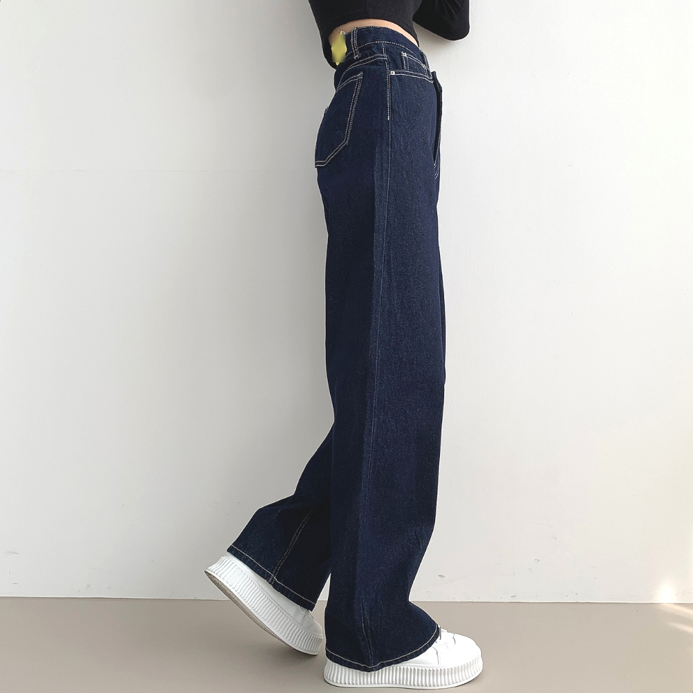 ハイウエストステッチワイドデニムパンツ | レディースファッション