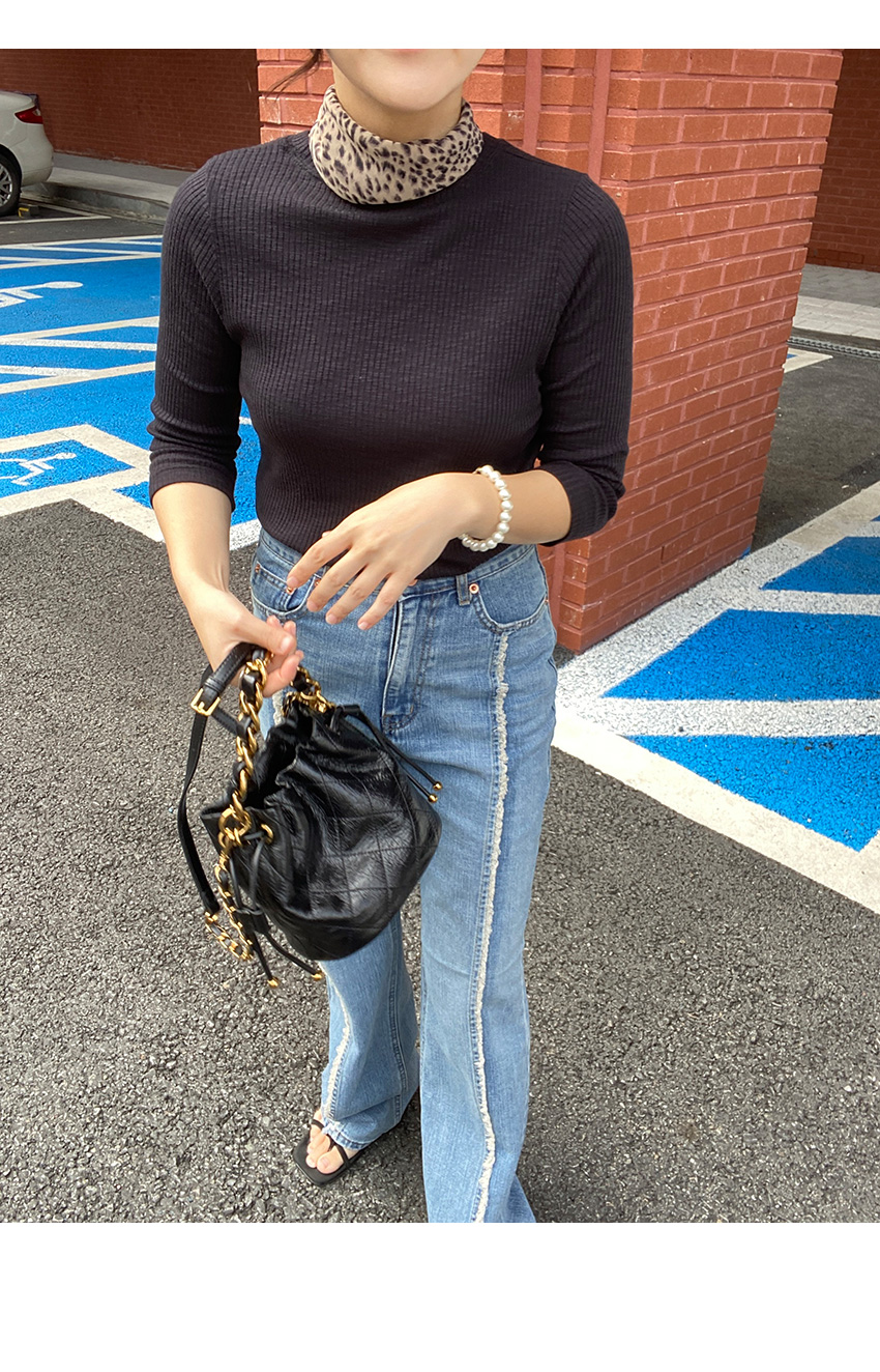 センターフリンジストレートデニムパンツ | レディース