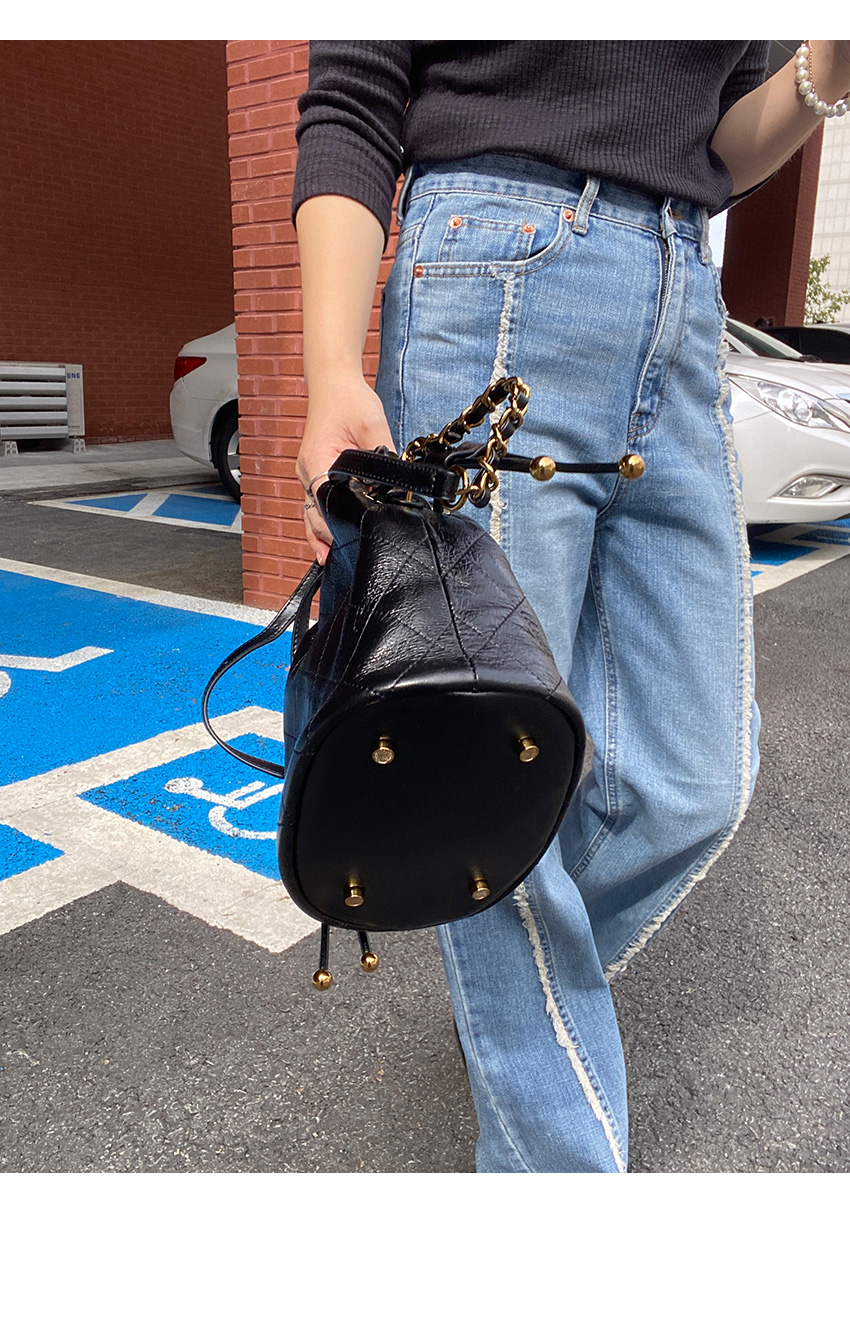 センターフリンジストレートデニムパンツ | レディース