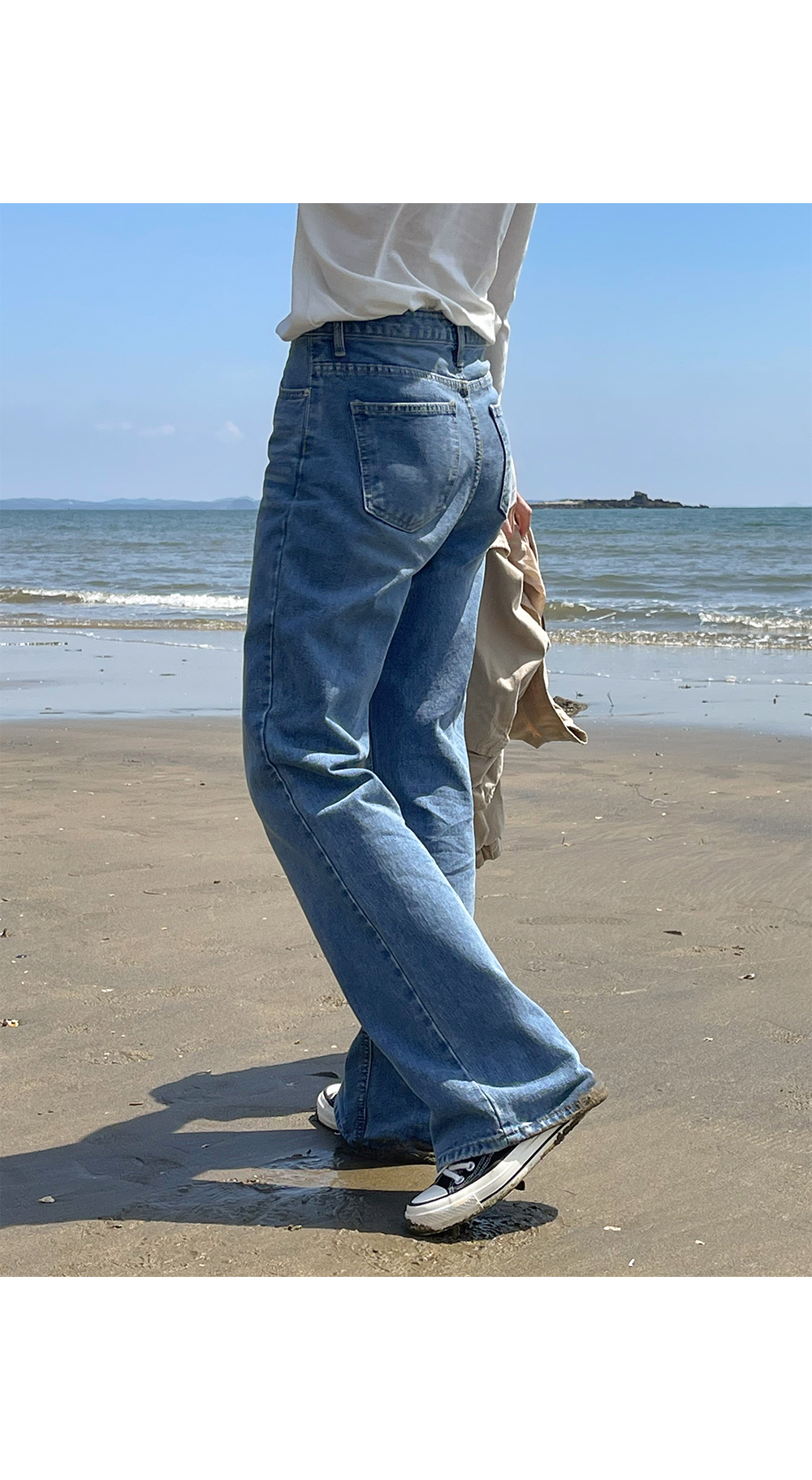 ウォッシュドブルーデニムパンツ | レディースファッション通販