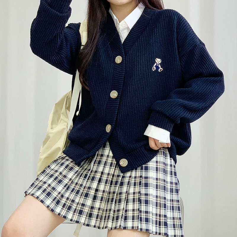 Vネックベアー刺繍カーディガン | レディースファッション通販 - DHOLIC