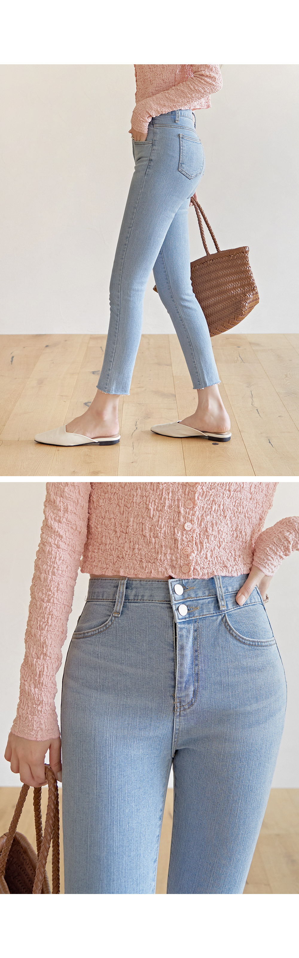 ツーボタンスキニーデニムパンツ | レディースファッション通販