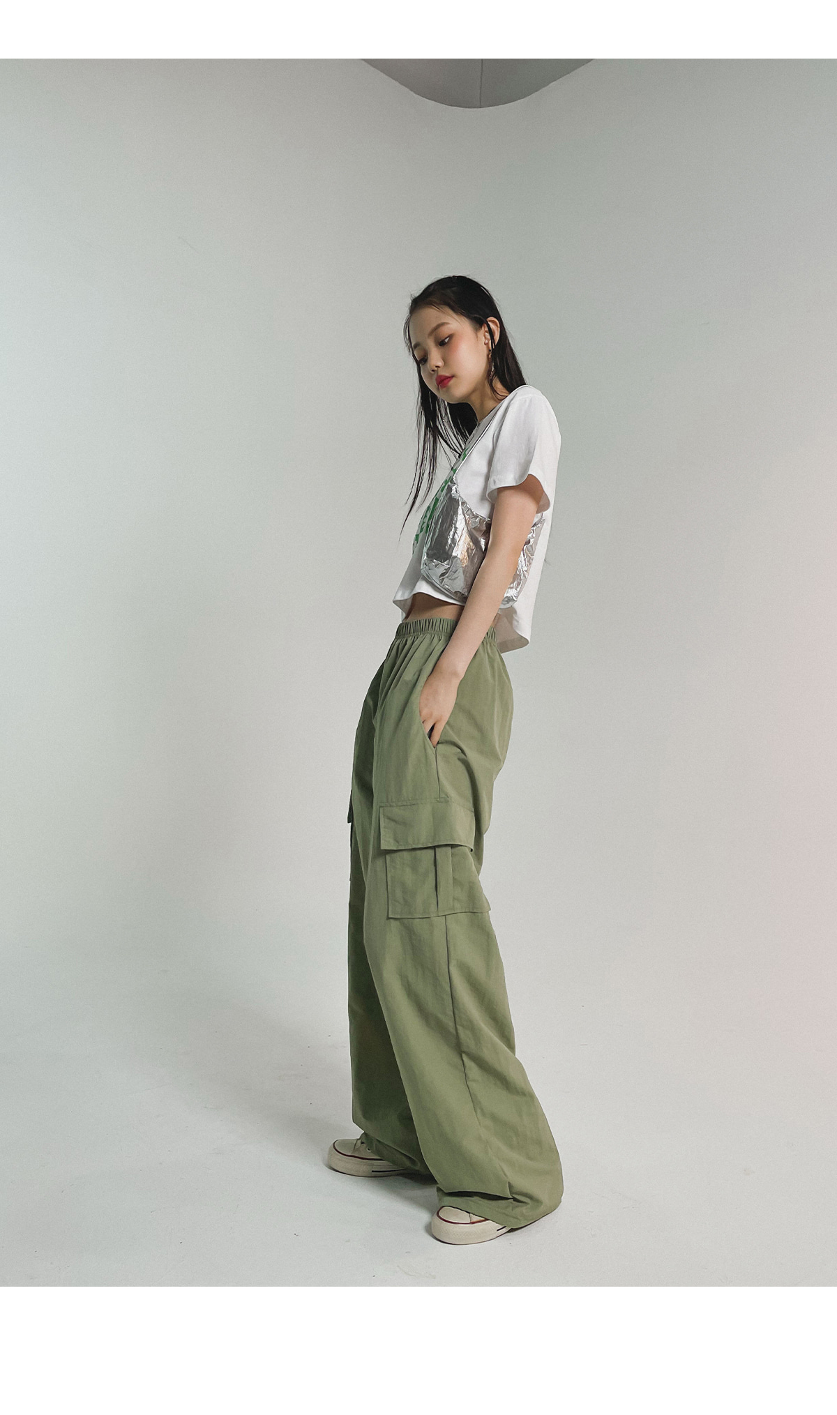 【PHOEBE PHILO】人気★ブラックシルク ワイド カーゴパンツ セール】『ユニセックス』ワイドカーゴパンツ（カーゴパンツ