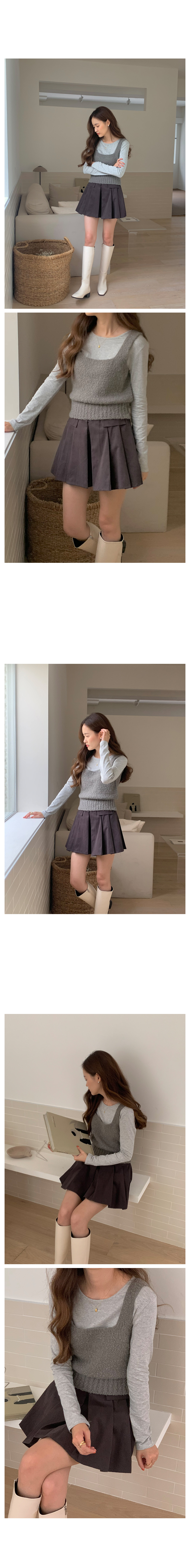 ウール混スクエアネックニットビスチェ | レディースファッション通販