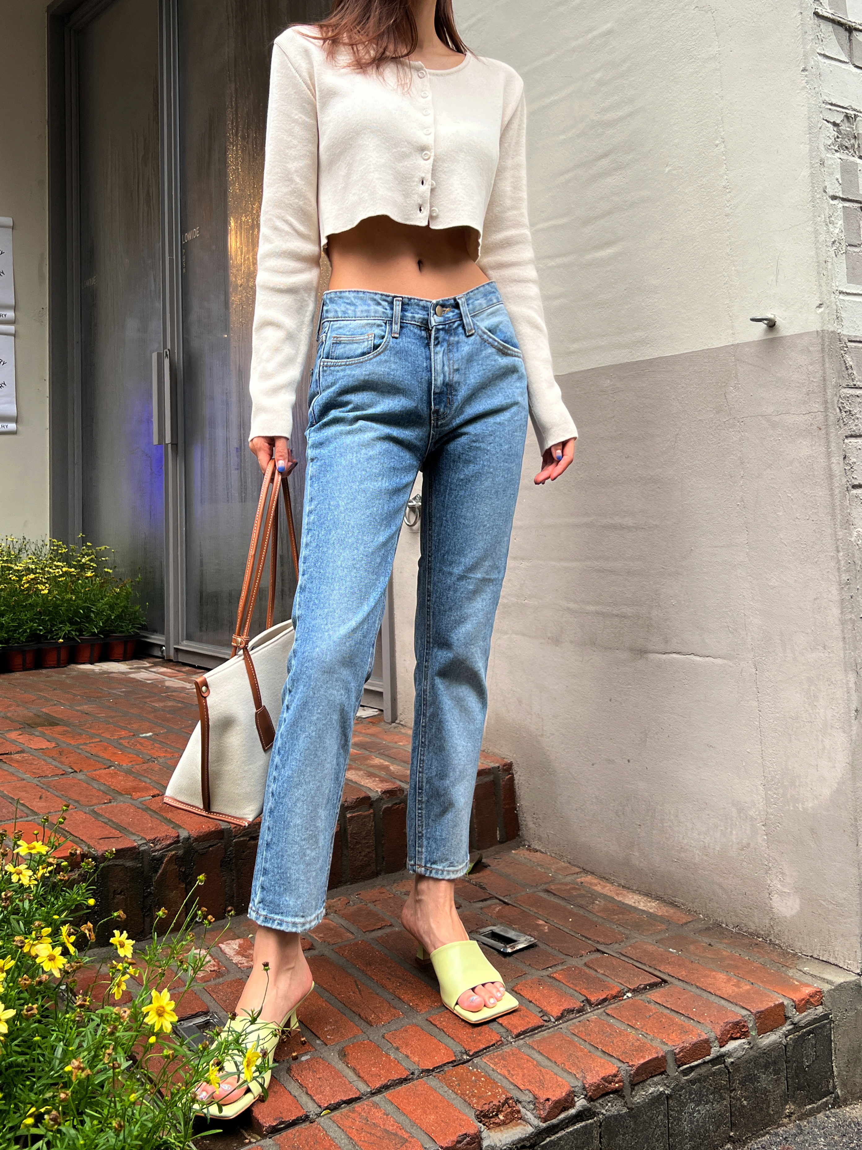 ウォッシングブルーストレートデニムパンツ・p425394