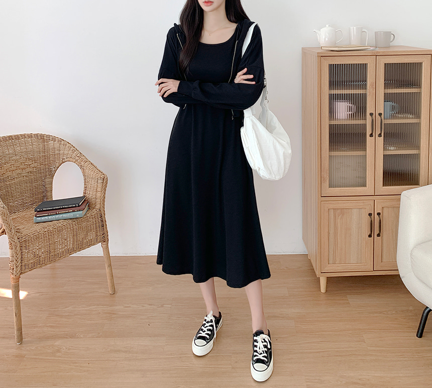 クロップドジップアップパーカー&半袖ワンピースSET | レディース