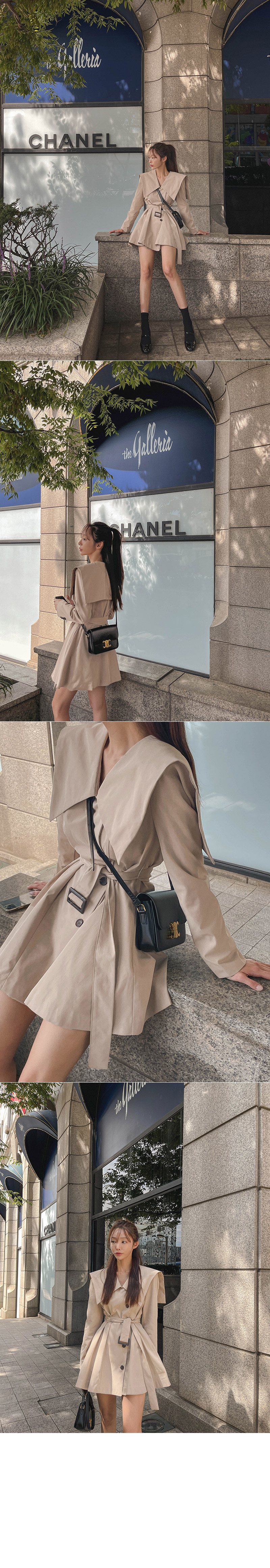 ベルト付トレンチコート風ミニワンピース | レディース