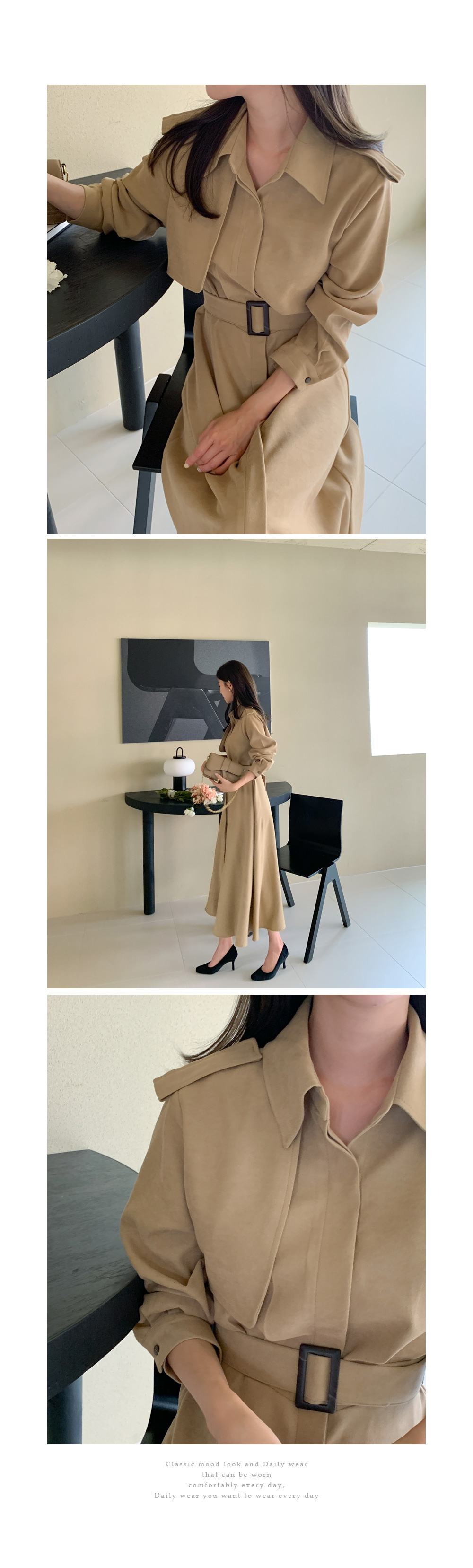ベルト付きマントコート♡BEIGE♡Fサイズ ベルト付トレンチコート風ワンピース | レディースファッション