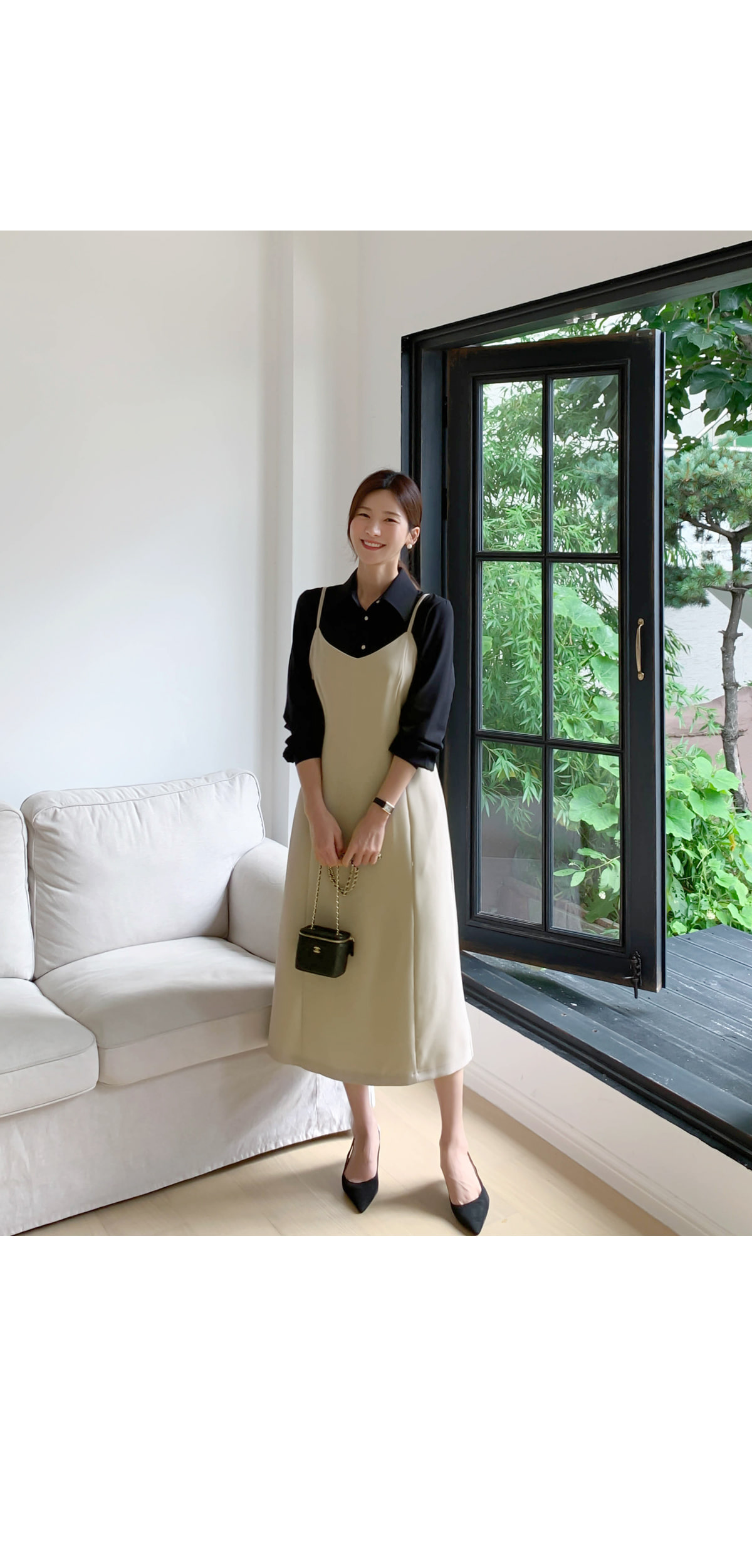 4色 キャミ ワンピース ドレス バックシャン 2連 ストラップ ♪ LIAN｜ダブルストラップキャミワンピース | Rakuten Fashion