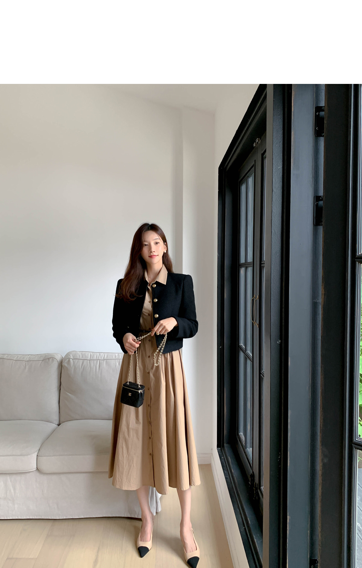 ゴールドボタンツイードジャケット | レディースファッション