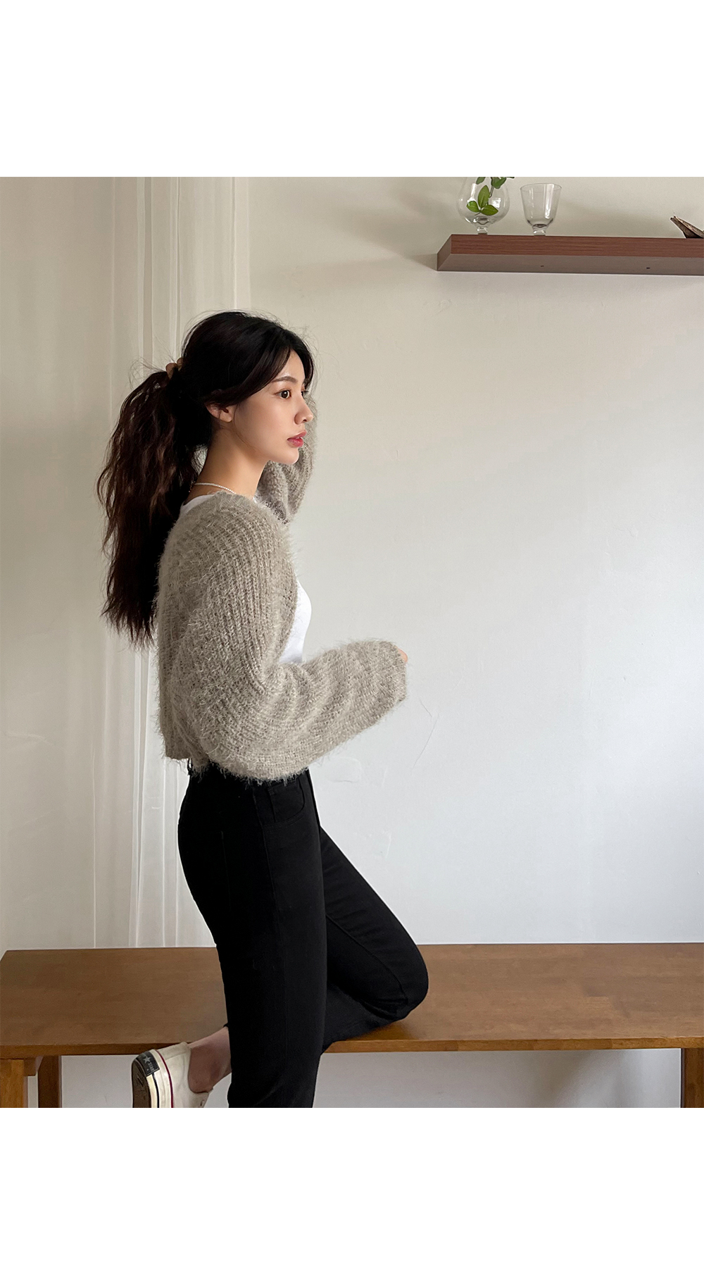 シャギー風ニットボレロカーディガン | レディースファッション通販