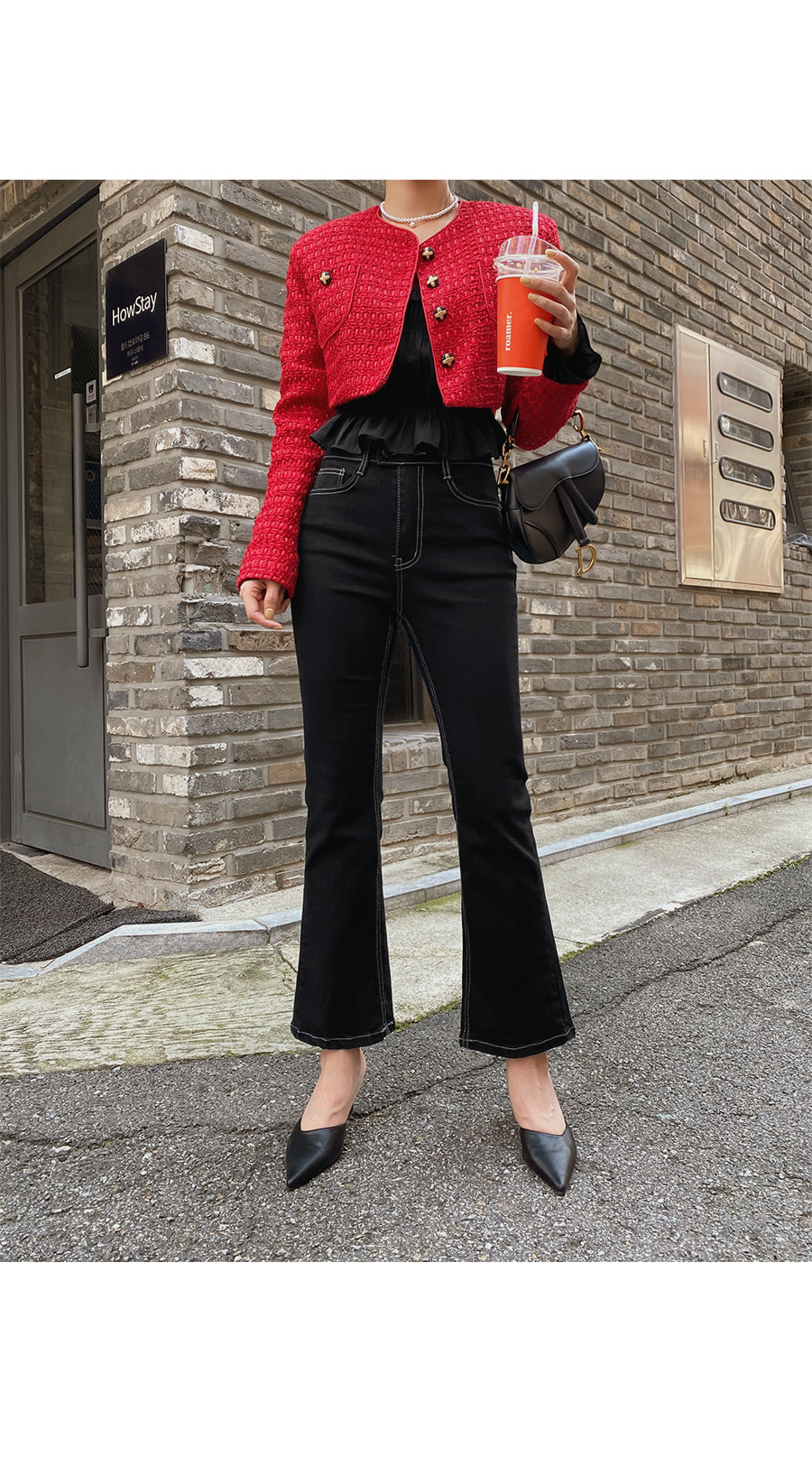 アウトポケットクロップドツイードジャケット | レディース