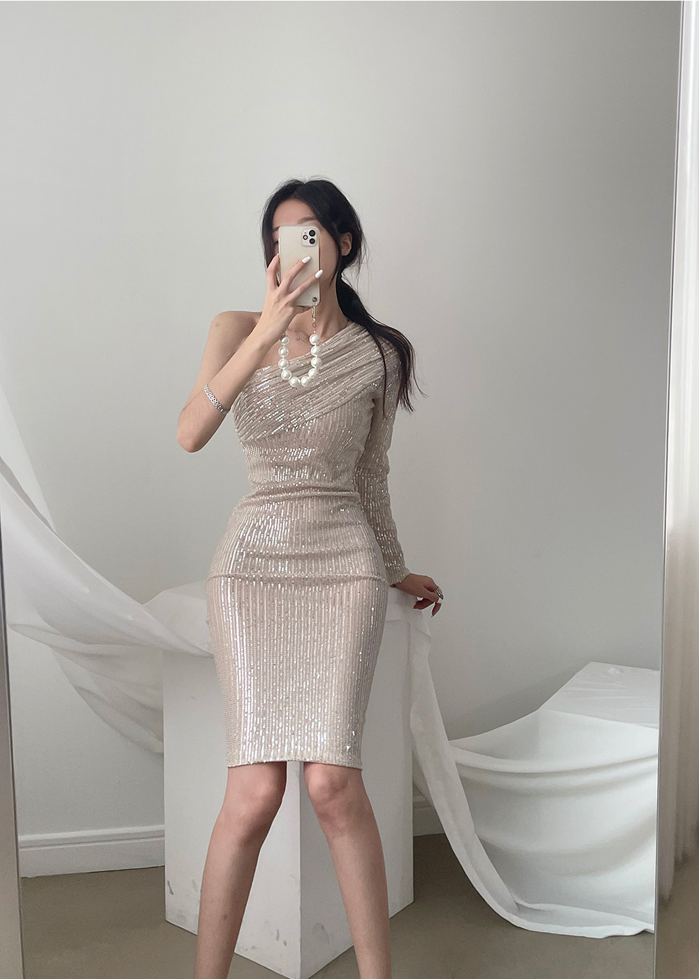 スパンコールAラインワンピース - ブラック - レディース | H&M JP