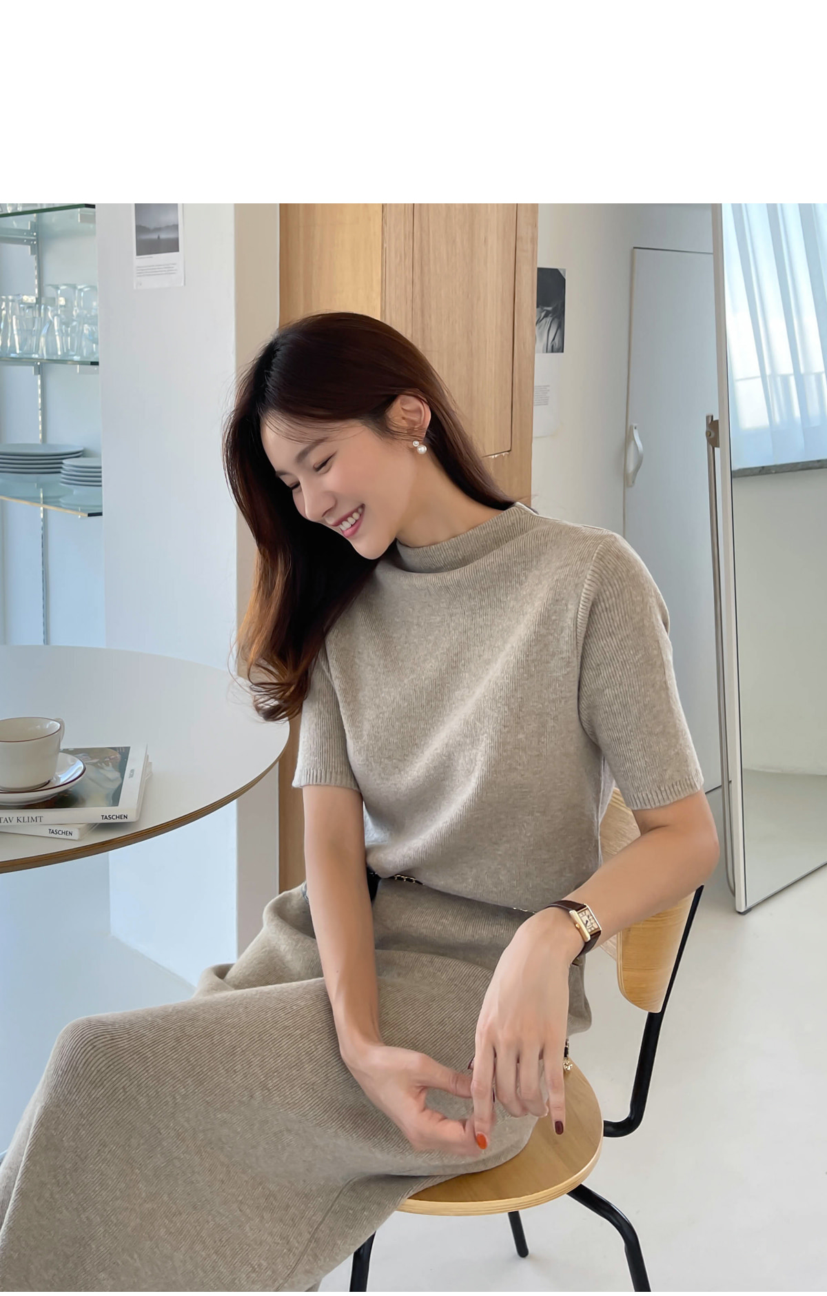 モックネック半袖ニットワンピース | レディースファッション通販 - DHOLIC