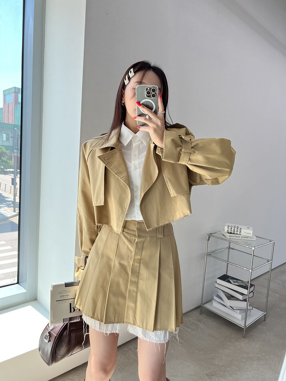 クロップドトレンチジャケット&プリーツスカートSET | レディース
