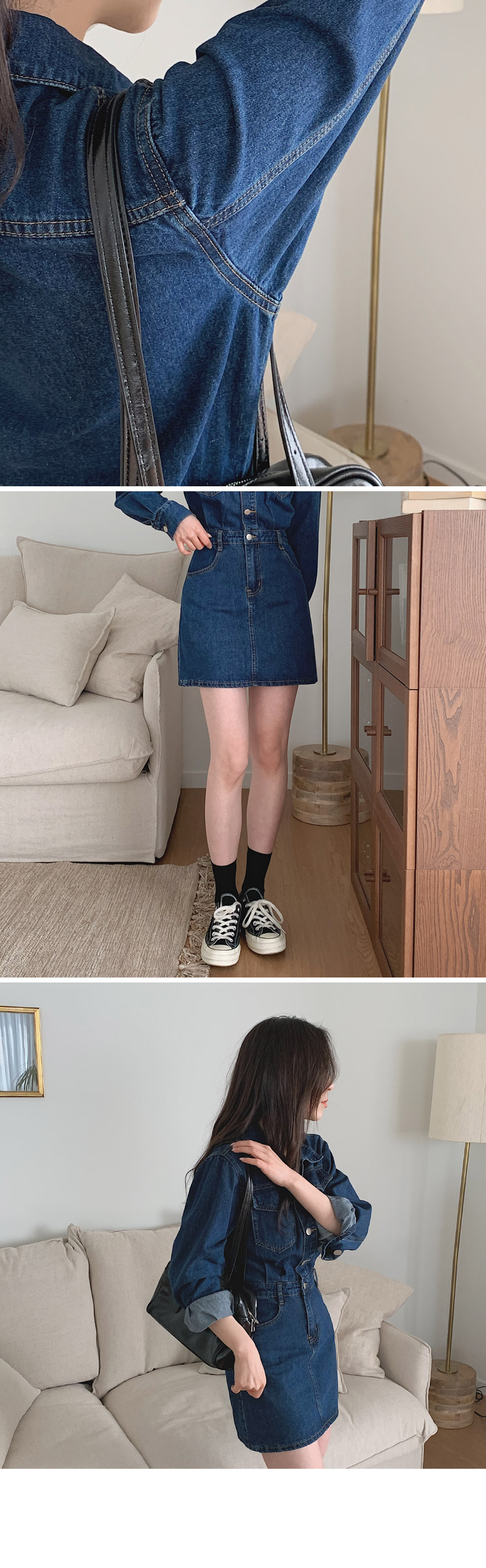 ダークブルーデニムシャツワンピース | レディースファッション