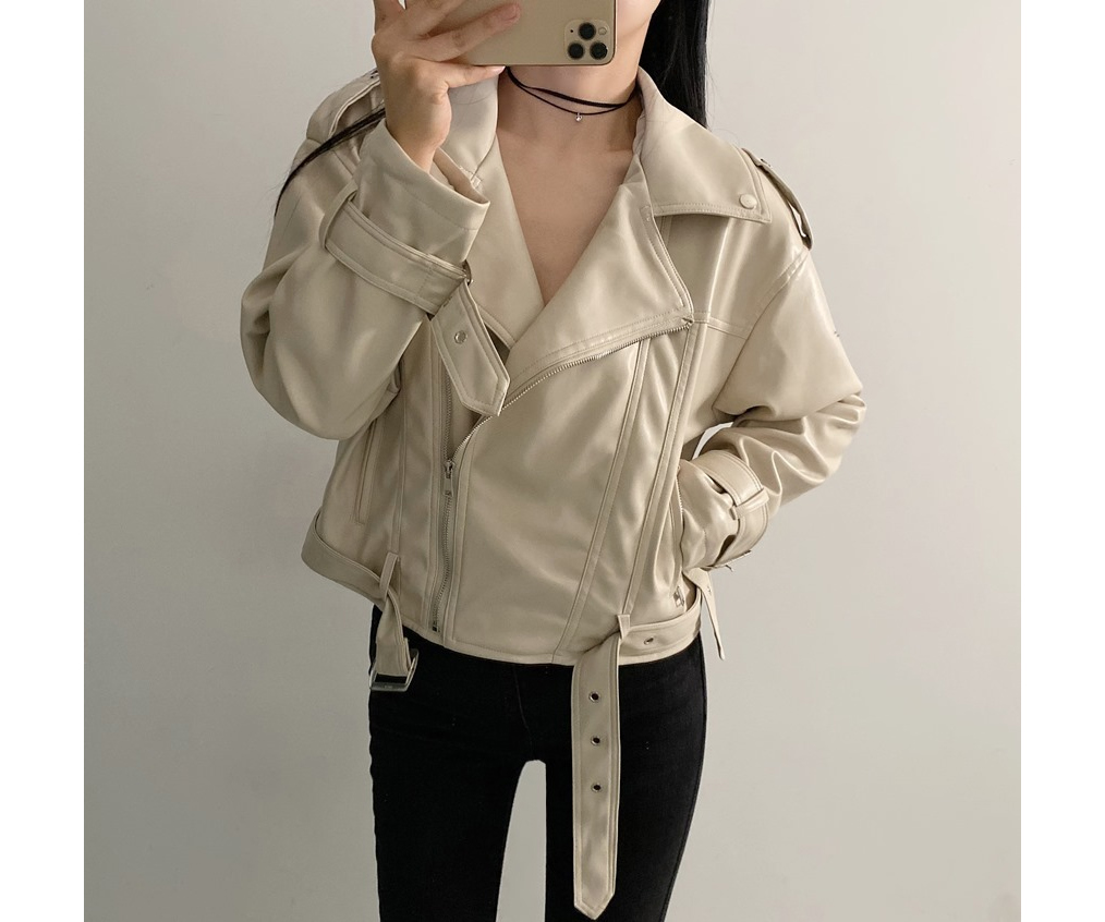 ベルト付ライダースジャケット | レディースファッション通販