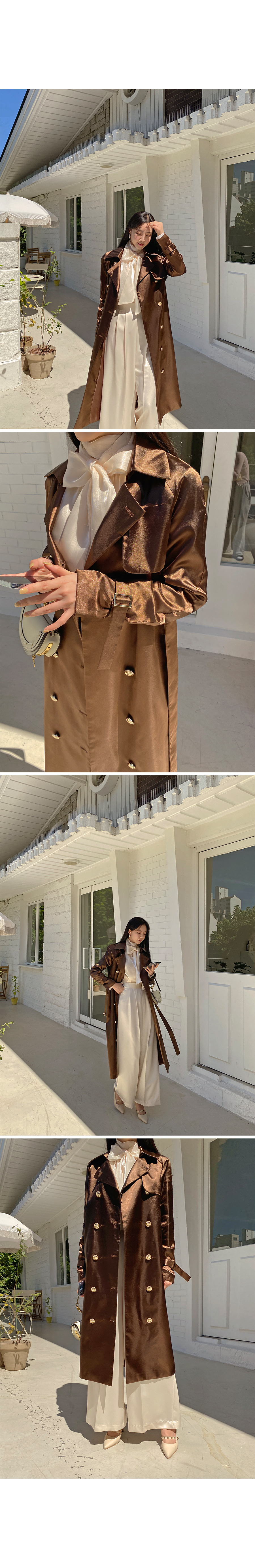 ベルト付サテントレンチコート | レディースファッション通販