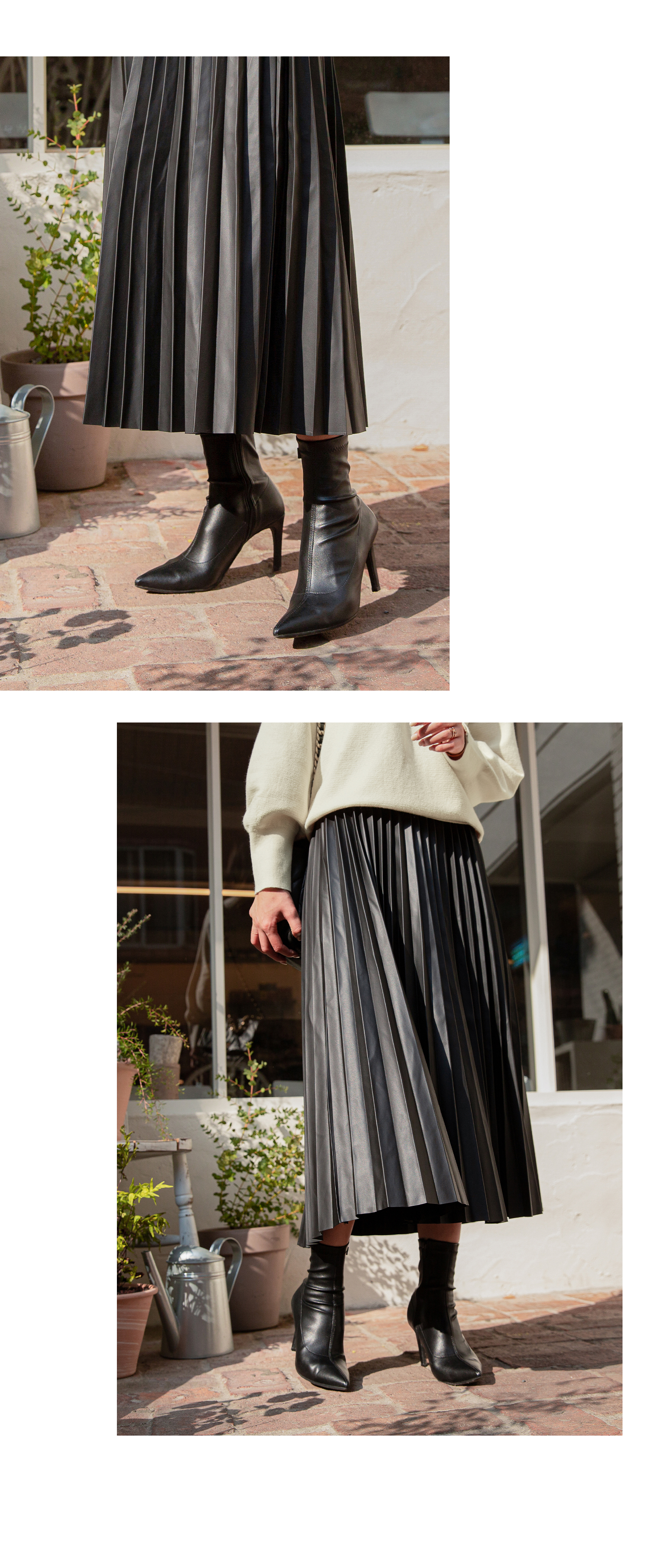 セオリーリュクス　20AW エコレザープリーツロングスカート　38 ブラウン エコレザー プリーツロングスカート ブラウン SK00125 | EMME boutique