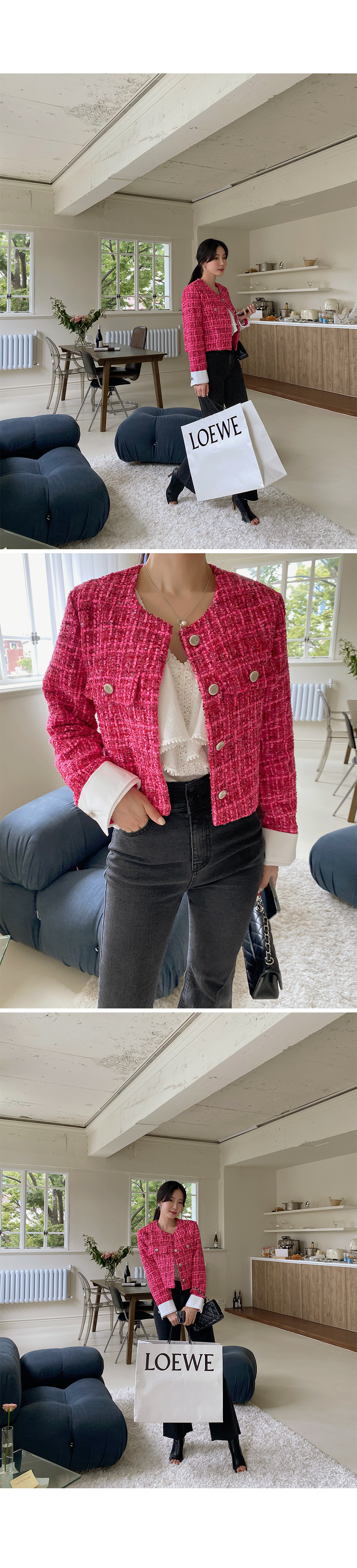 レッド ツイードジャケット シャネル ツイード ジャケット レッド 34サイズ P73675 22-23AW