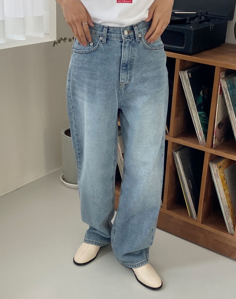 ワイドライトブルーデニムパンツ | レディースファッション通販