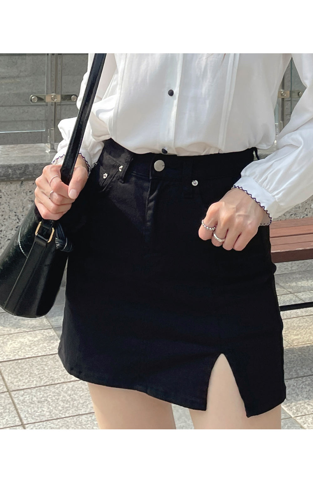 【全1色】 スリットミニスカートパンツ　ブラック S/M【heart-0115ask】( lam )(250303) パンツ裏地スリットミニスカート | レディースファッション通販