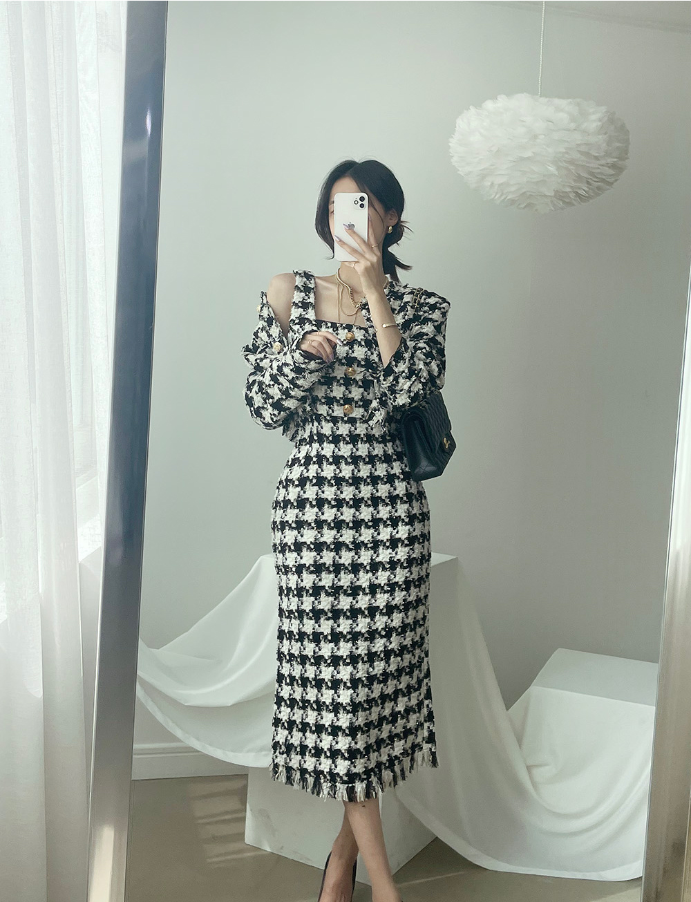 ハウンドトゥースツイードジャケット | レディースファッション通販