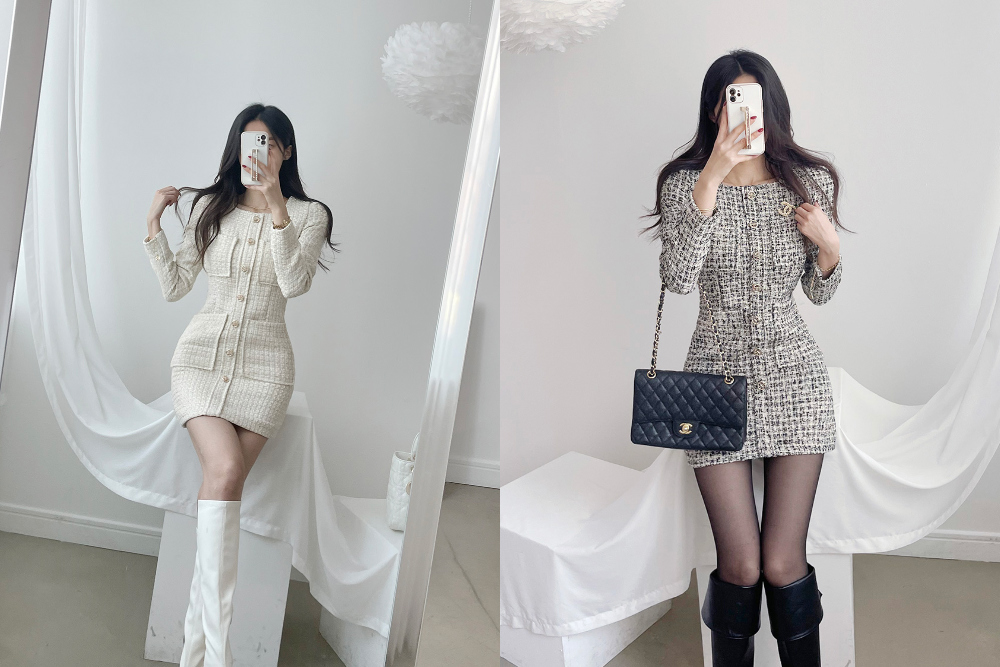 フォーポケツイードワンピース | レディースファッション通販 - DHOLIC