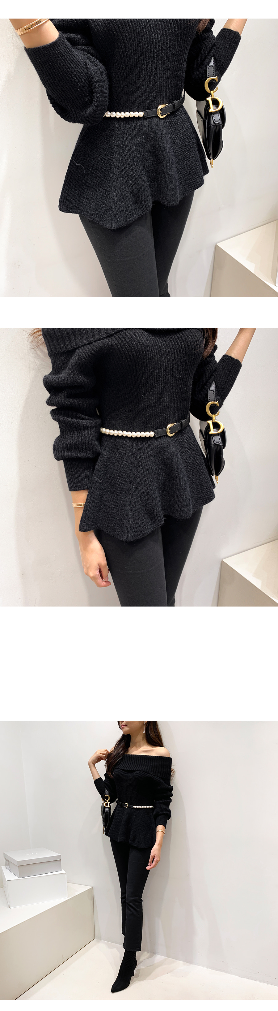 off shoulder knit peplum tops – shéller / シェリエ