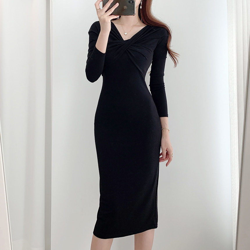 tadoワンピース フロントクロスタイトワンピース | レディースファッション通販