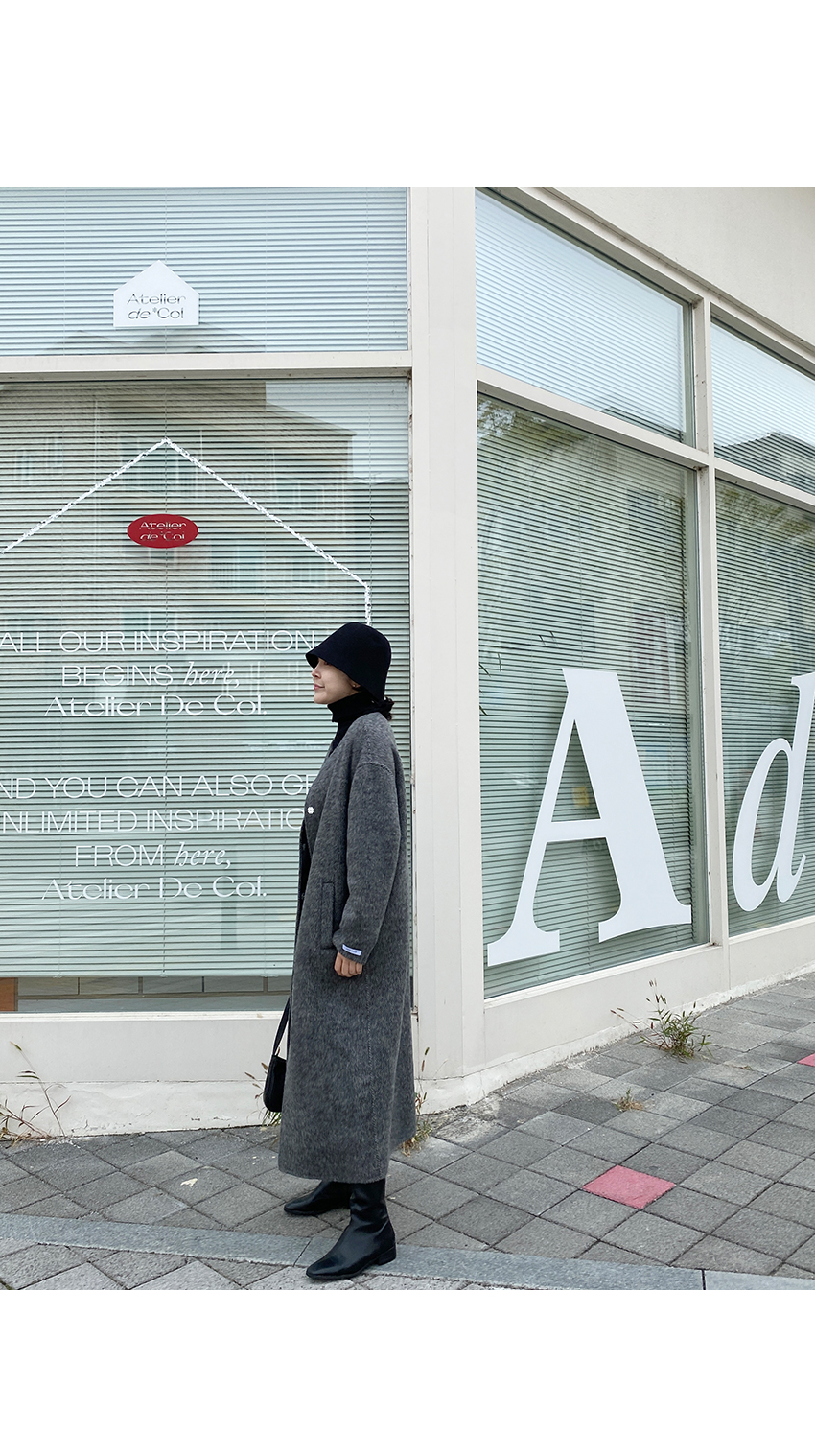 ノーカラーハンドメイドコート | レディースファッション通販 - DHOLIC