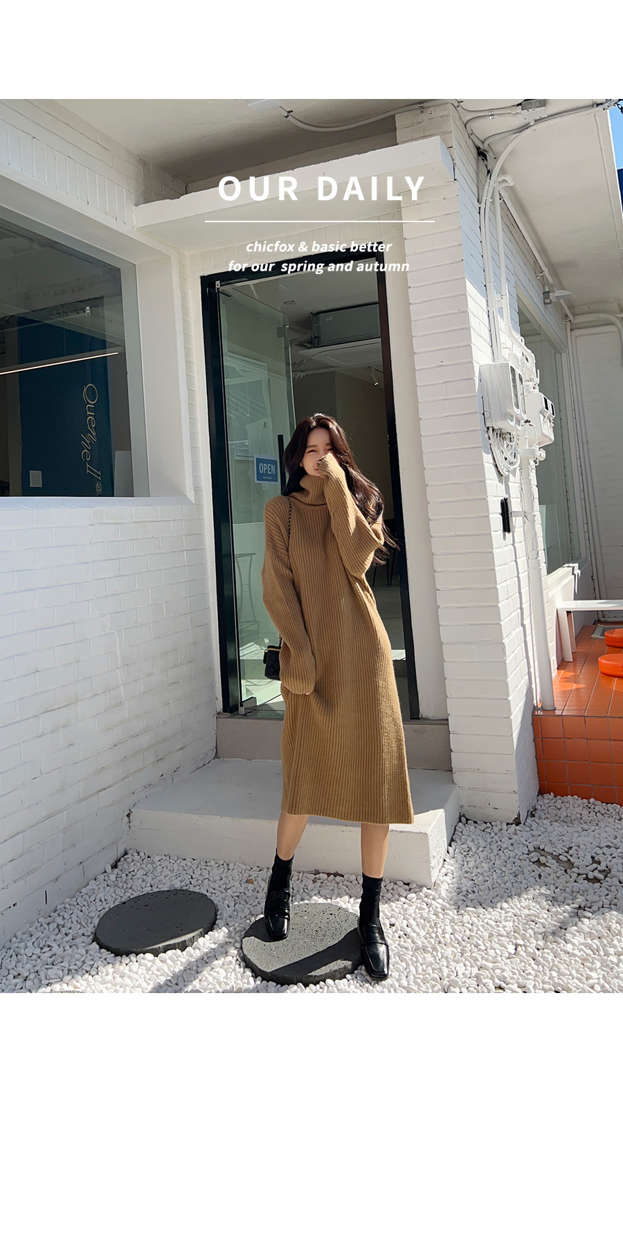 リブタートルネックニットワンピース | レディースファッション通販