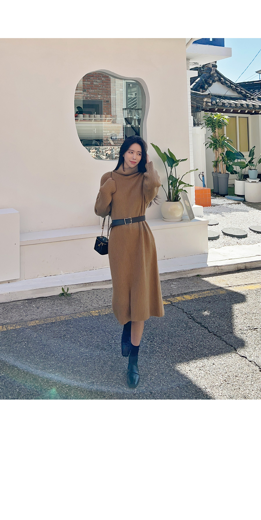 リブタートルネックニットワンピース | レディースファッション通販