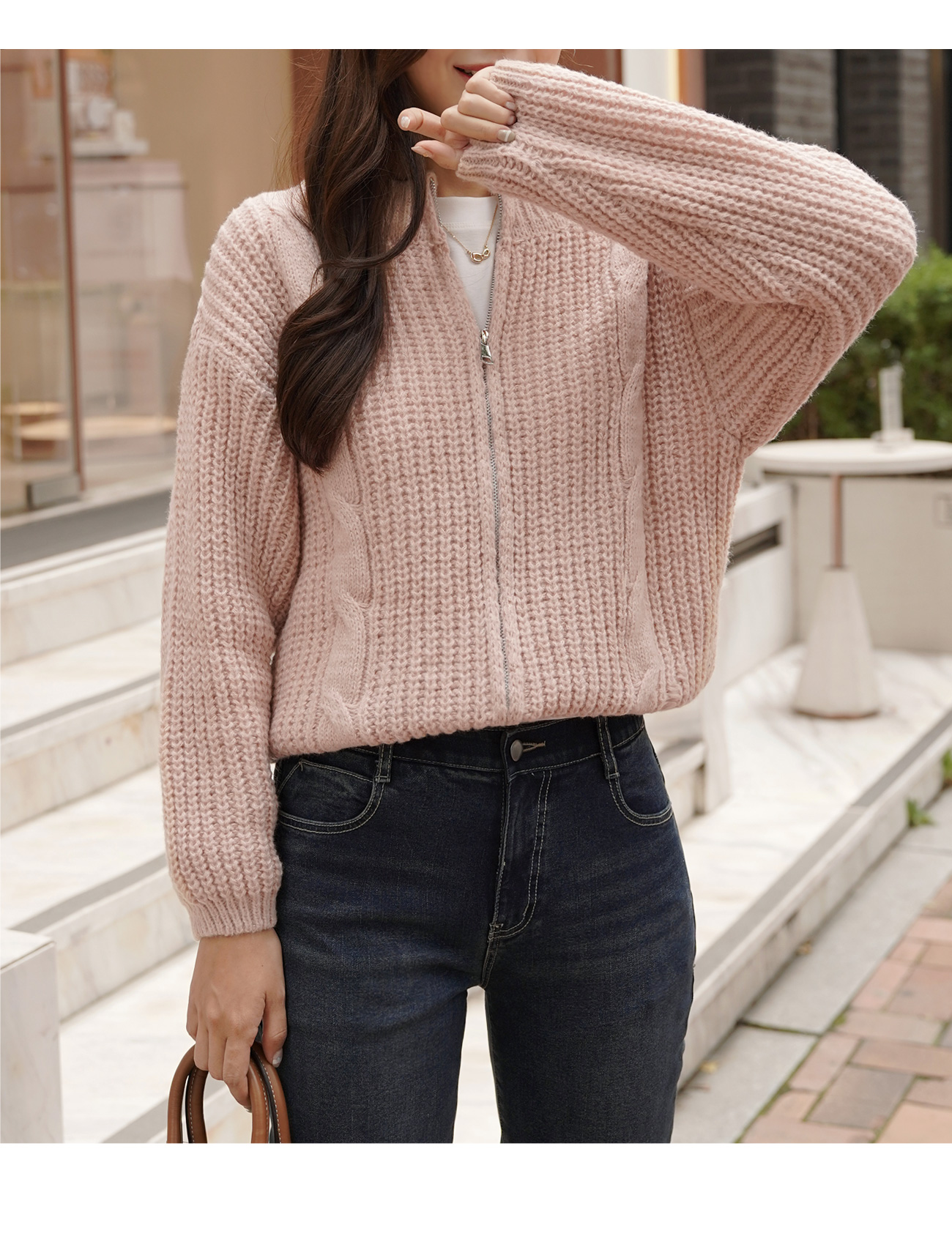 ケーブルニットジップカーディガン | レディースファッション通販 - DHOLIC