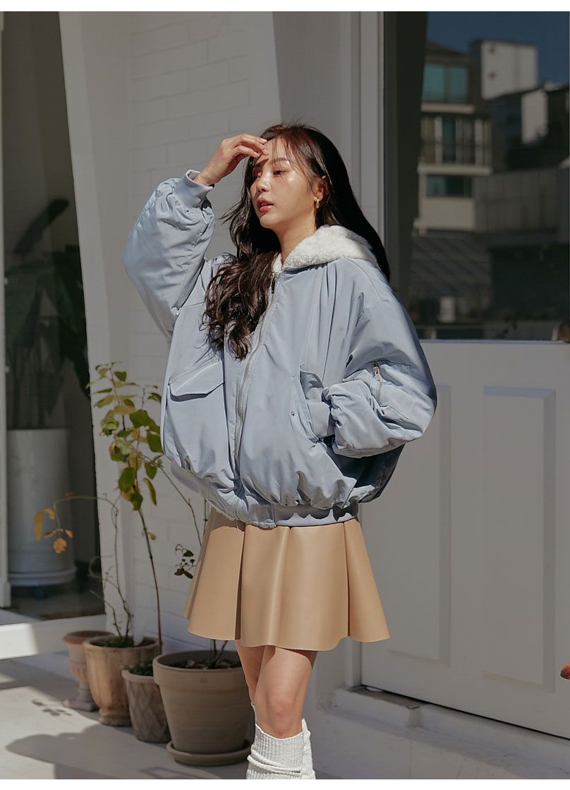 フェイクファーリバーシブルフードジャンパー | レディース