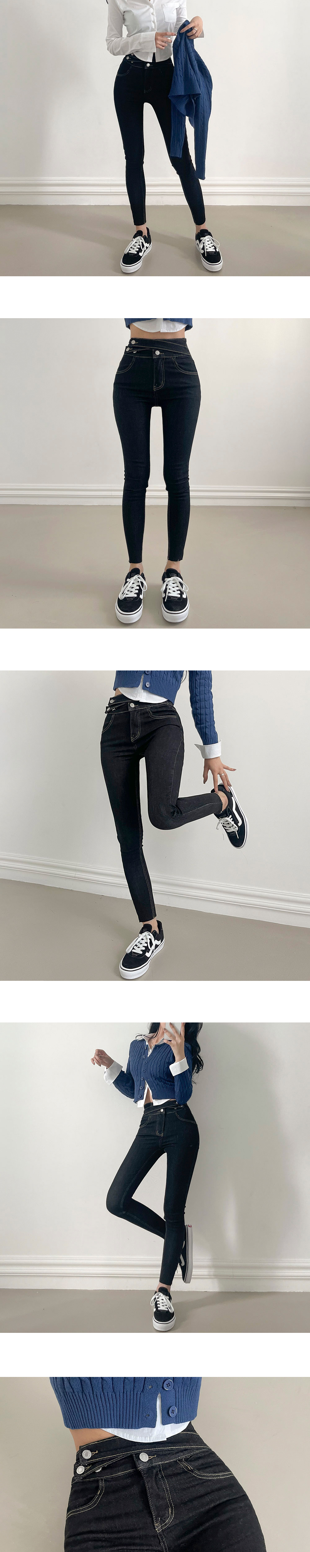 クロスストラップスキニーデニムパンツ | レディース