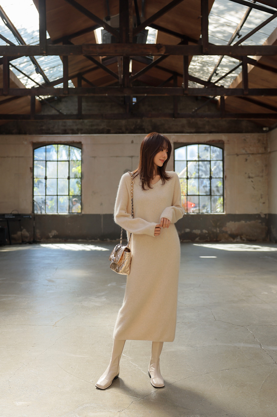 フォックスファー混ニットワンピース | レディースファッション通販