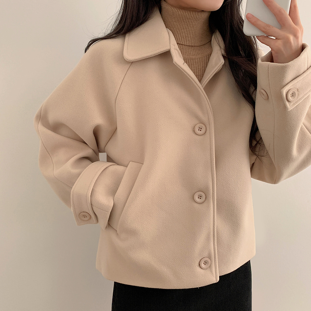 ❤ポケット付き❤ラグランスリーブノーカラージャケット【symphony 】 ラグランスリーブセミクロップドジャケット | レディースファッション