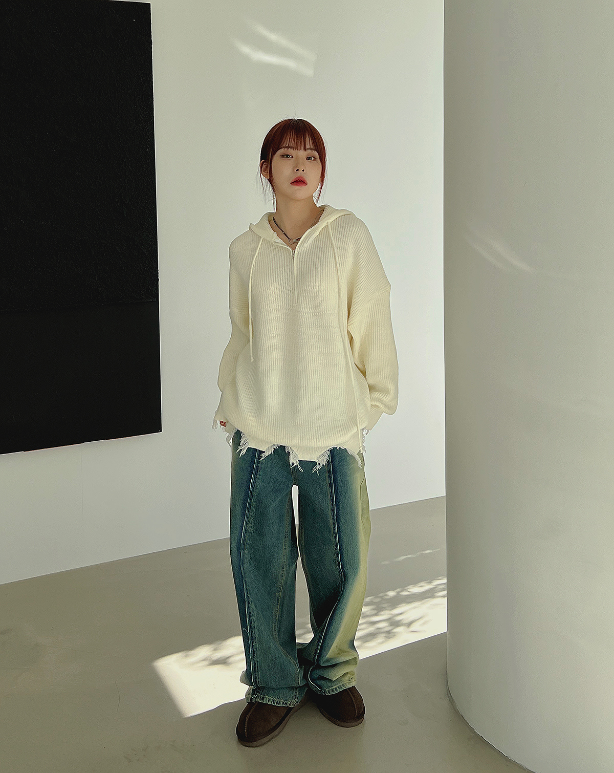 センターステッチワイドデニムパンツ | レディースファッション