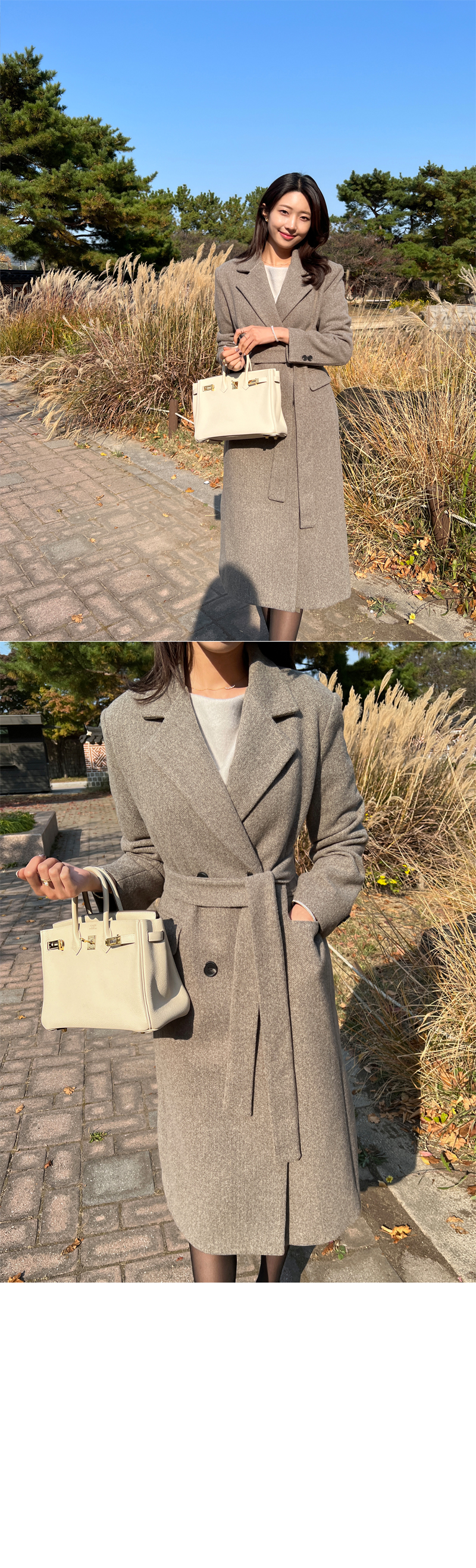 ストラップ付ダブルボタンロングコート | レディース