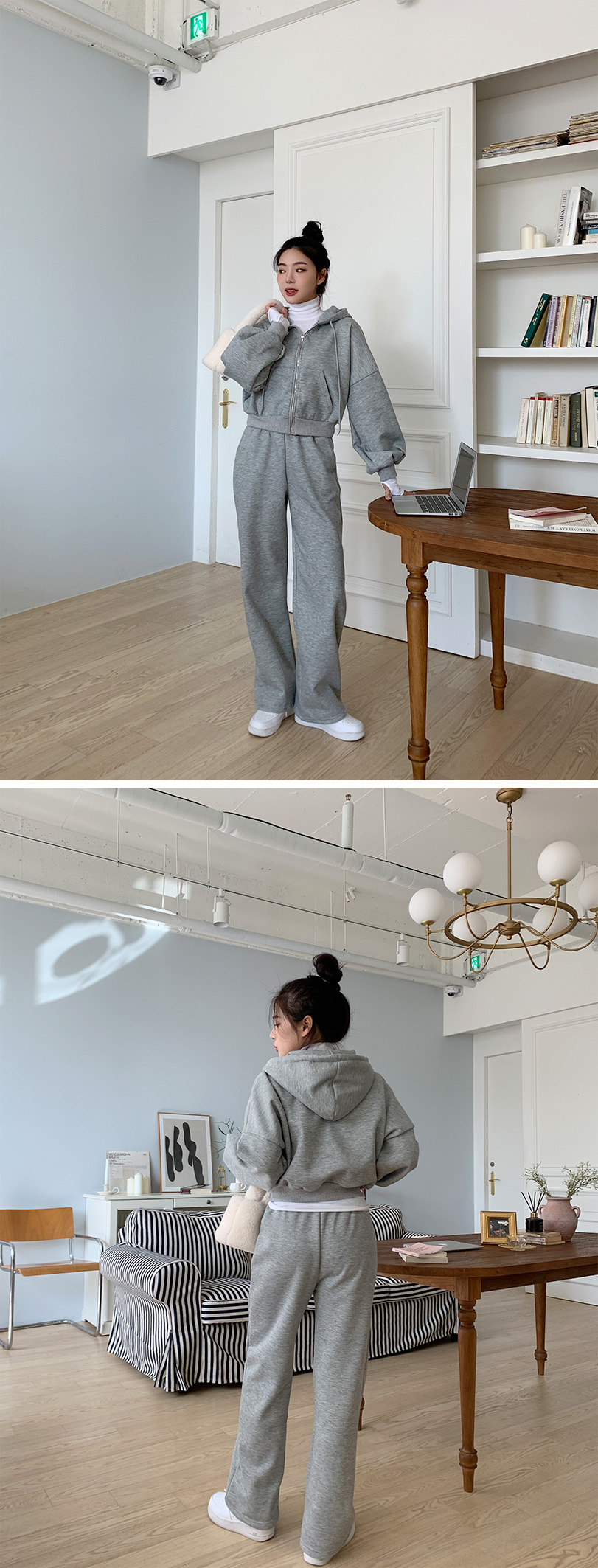 裏起毛ジップパーカー&スウェットパンツSET | レディースファッション