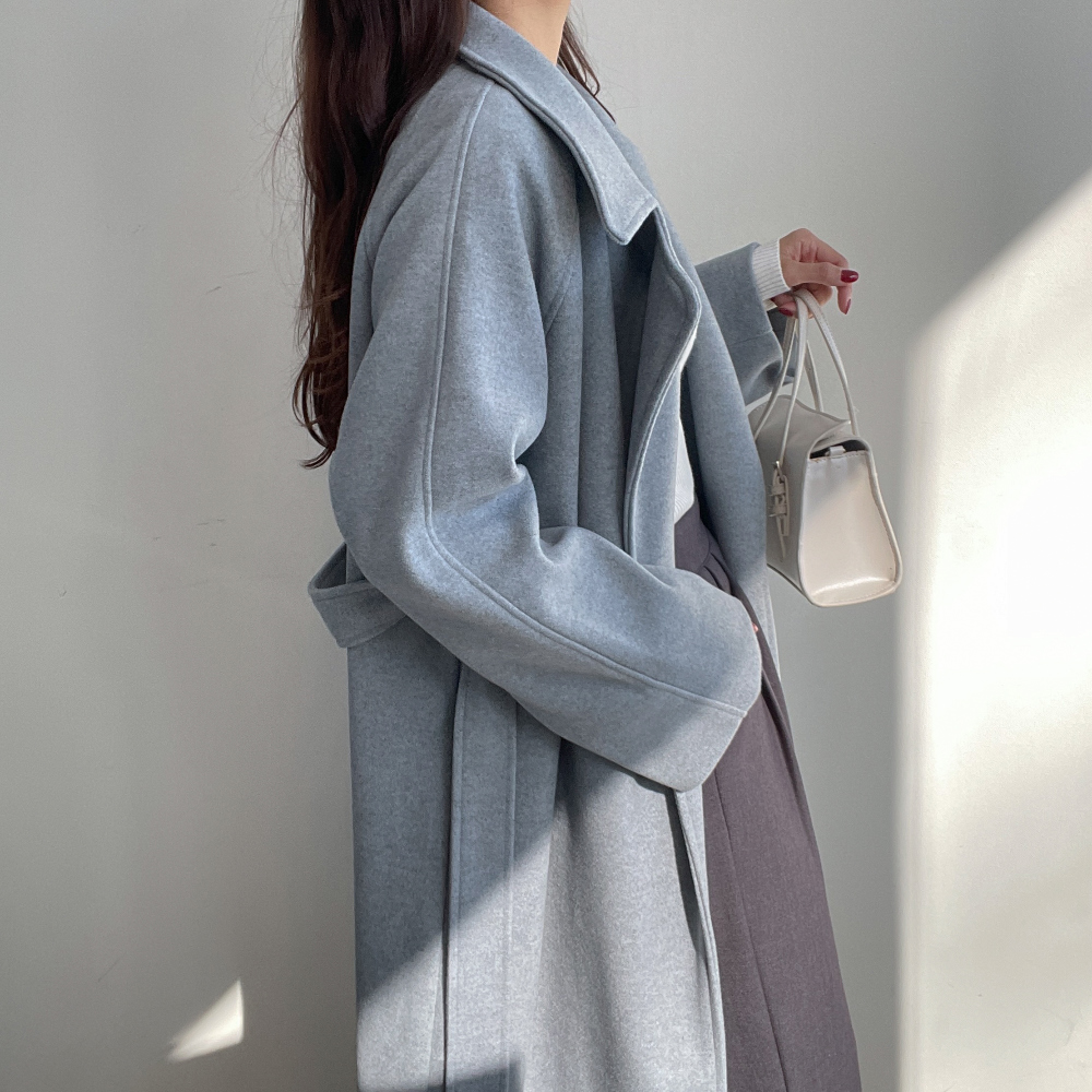 ストラップ付ボタンレスハンドメイドコート・p446537