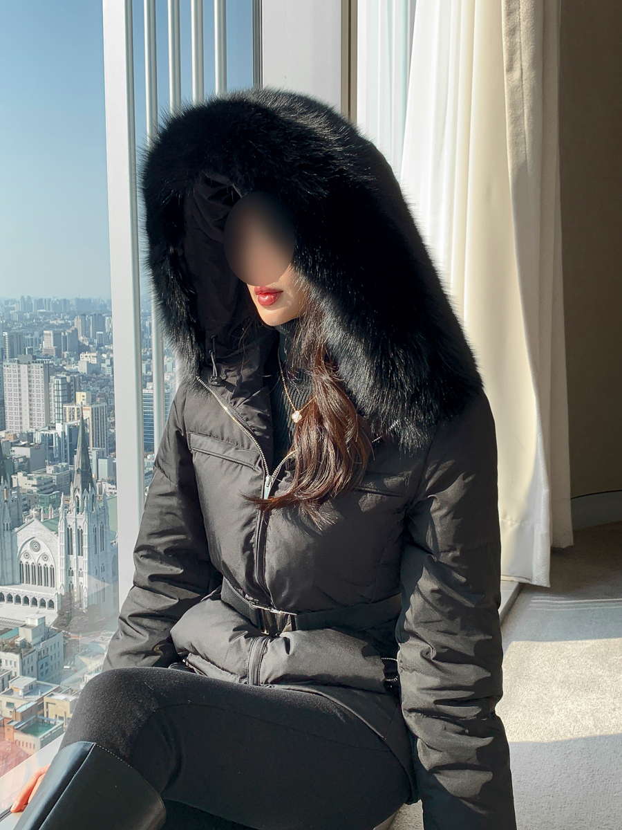 ベルト付ファーフードダウンジャンパー | レディースファッション通販