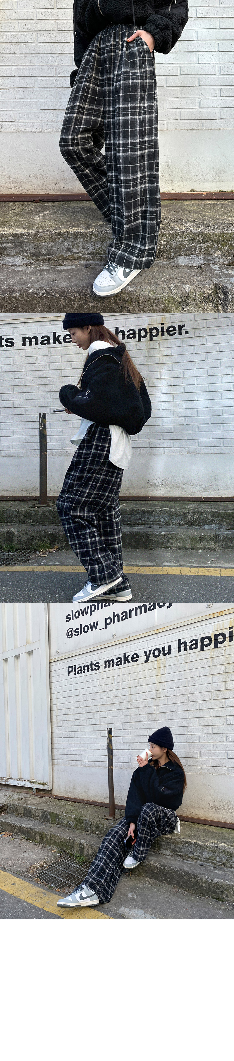チェック柄イージーワイドパンツ | レディースファッション通販