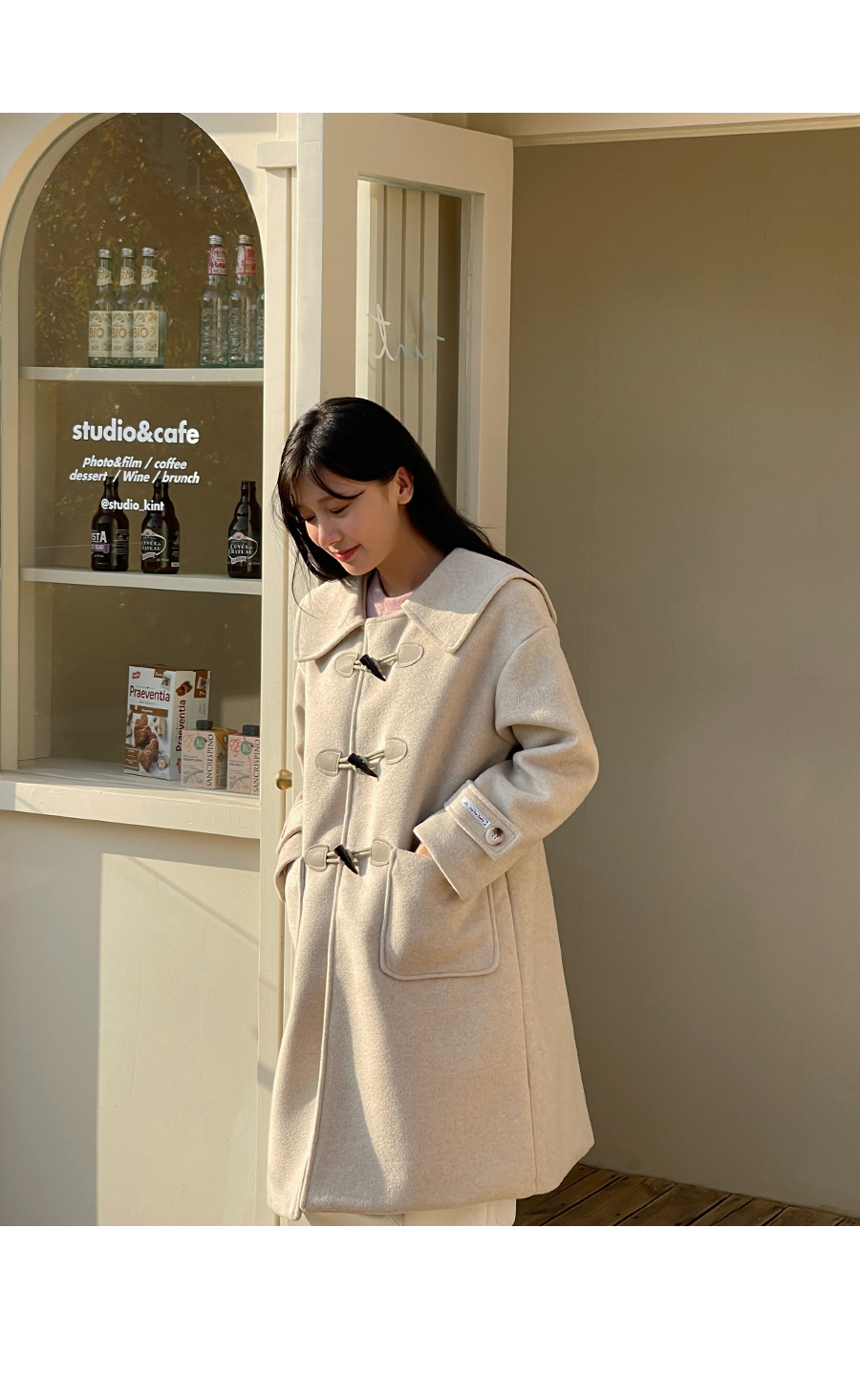 キルティング裏地ワイドカラーダッフルコート | レディース