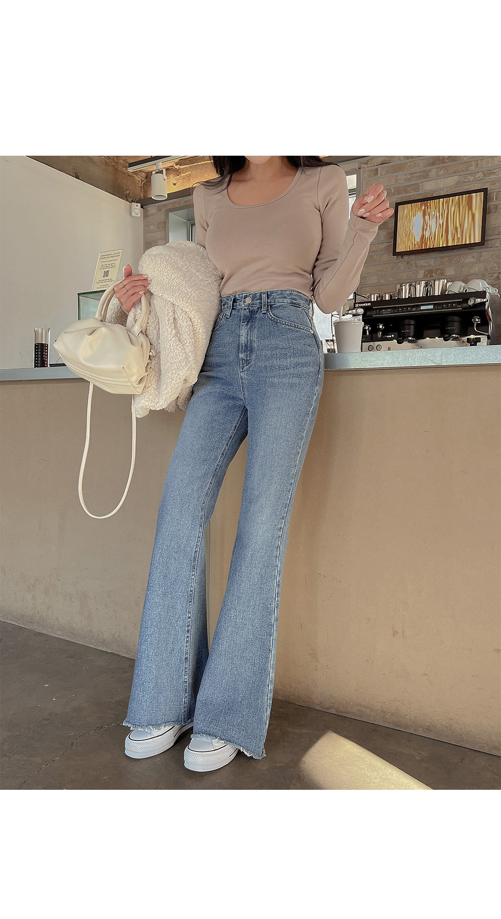 IRO★BERRY RUFFLE DENIM 裾フレアデニムパンツ RODEO CROWNS WIDE BOWL | waist designフレアデニムパンツ