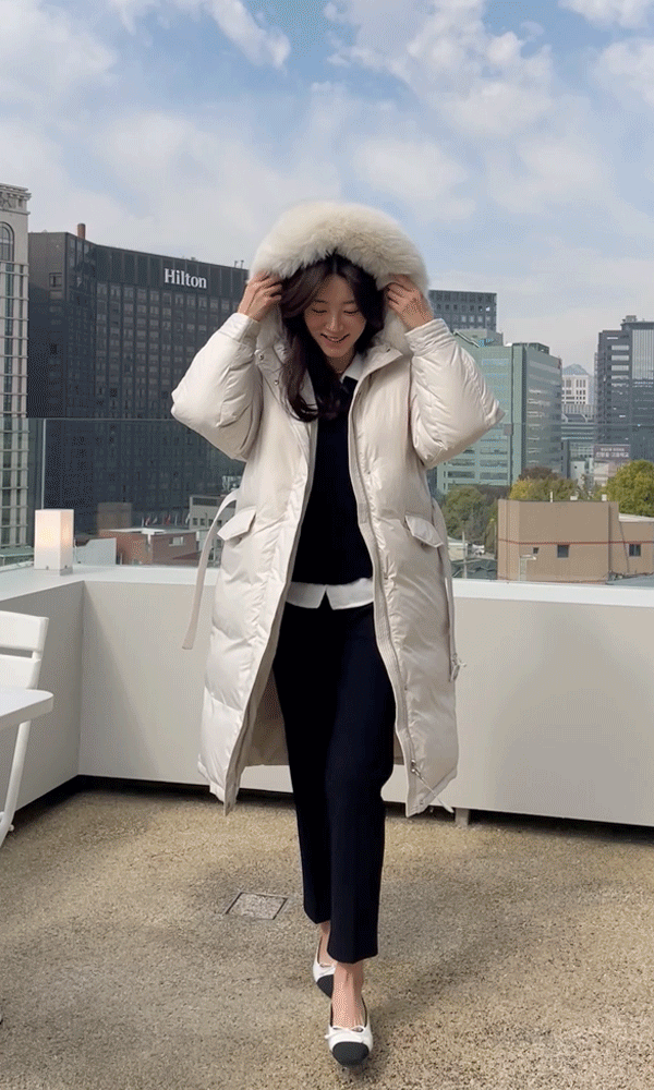 HAKKUN様 ブラックM ファーつき ロング-